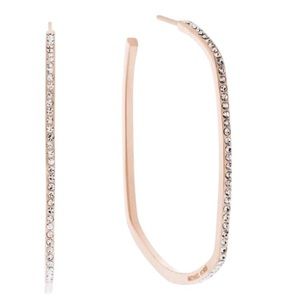 Michael Kors Rose Gold Square Hoop Pave Earrings